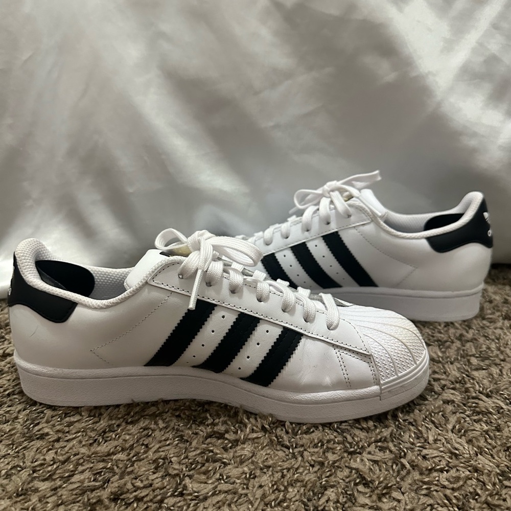 Adidas Superstar Turtle Shell Shoes in Cloud White and Core Black in a Size 9